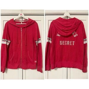 VICTORIA’S SECRET VSP SEQUIN LOGO FULL ZIP SWEATER Jacket SIZE Medium Y2K Inspir